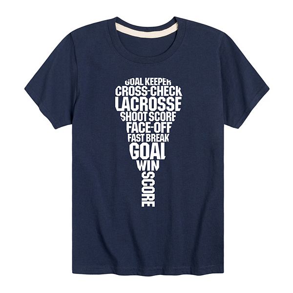 Boys 8-20 Lacrosse Stick With Words Graphic Tee