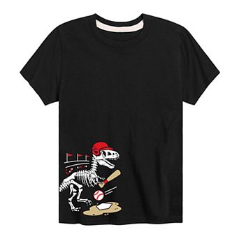 Boys 8-20 Baseball Dinosaur Skeleton Graphic Tee