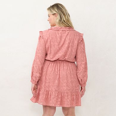 Plus Size LC Lauren Conrad Ruffle Neck Button Front Dress