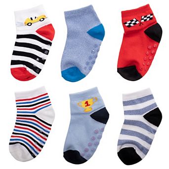 Baby & Toddler Boy Jumping Beans® 6-pack Low-Cut Softest Racecar Grip Socks
