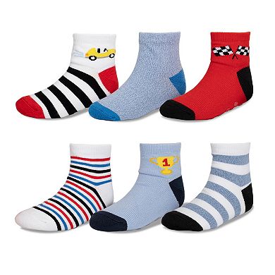 Baby / Toddler Boy Jumping Beans® 6-pack Low-Cut Softest Racecar Grip Socks