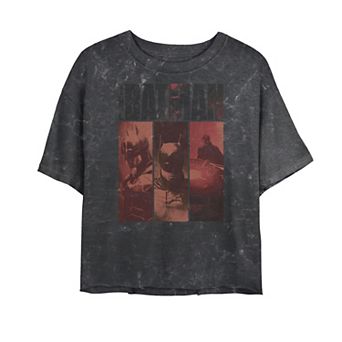 Juniors' DC Comics Batman Panel Poster Mineral Wash Cropped Tee