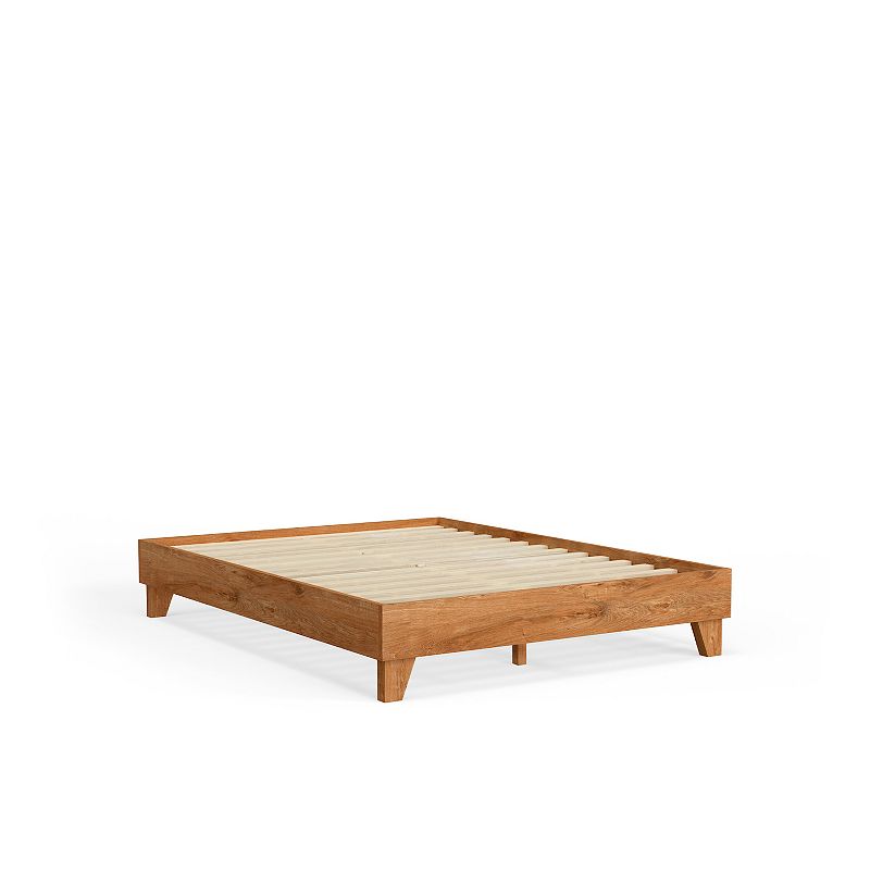Modern Platform Bed Frame, Brown, King