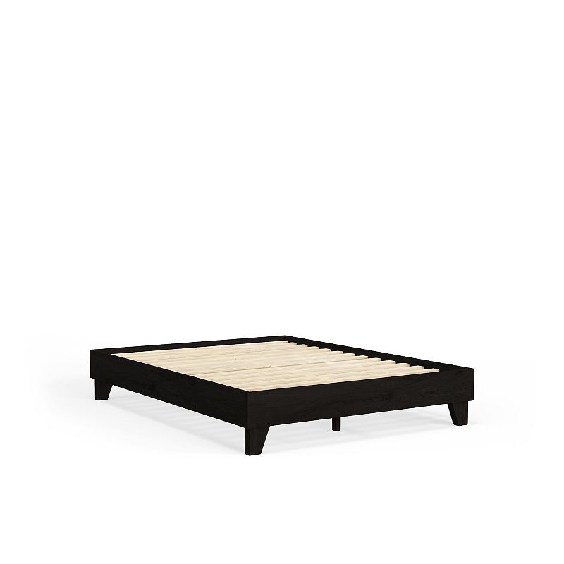 Modern Platform Bed Frame, Black, Twin
