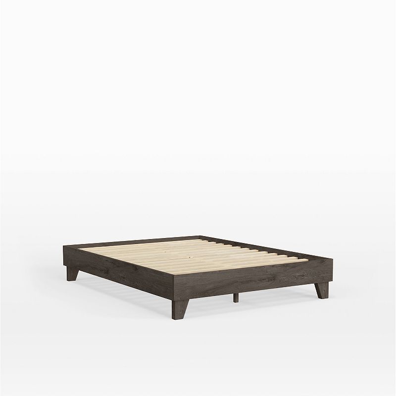 Modern Platform Bed Frame, Grey, Queen