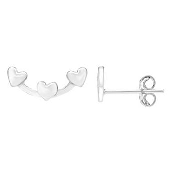 A&M Sterling Silver Triple Heart Earrings