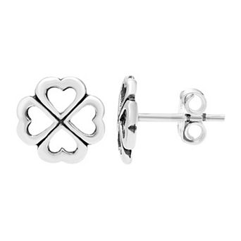 A&M Sterling Silver Open Clover Stud Earrings