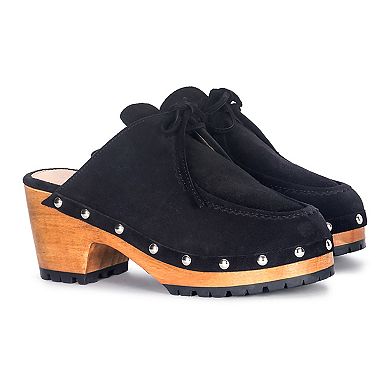 Rag & Co Iroko Women's Suede Heeled Clogs