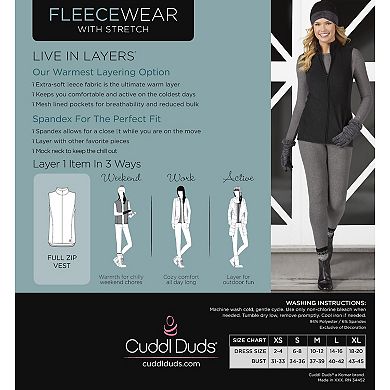 Women's Cuddl Duds® Fleecewear with Stretch Full Zippered Vest