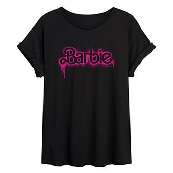 Juniors' Barbie Spray Paint Logo Graphic Tee