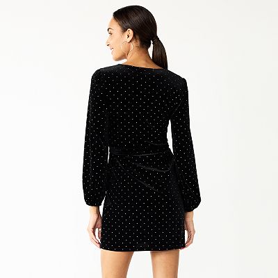 Women's Nine West Long Sleeve Velvet Wrap Dress Women's Nine West Long Sleeve Velvet Wrap Dress