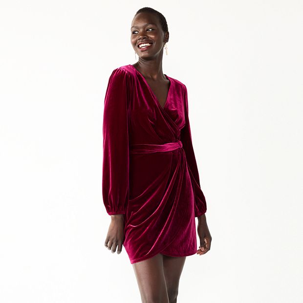 Velvet black wrap dress sale