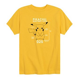 Boys 8-20 Pokemon Pikachu Electric Stats Graphic Tee