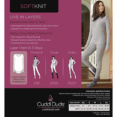 Women's Cuddl Duds® Soft Knit Long Sleeve Crewneck Top