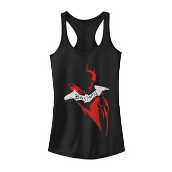 Juniors' DC Comics Batman Red Spray Paint Bat Symbol Tank Top