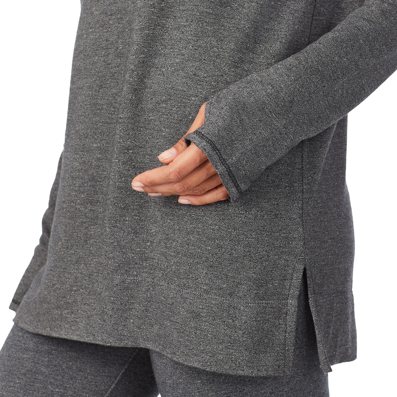 Tunica Cuddl Duds Warm Layers &ndash; Grigia, Manica Lunga, Collo A Cappuccio, Fori Pollici, Morbida