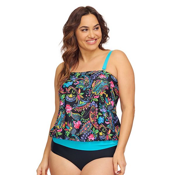 Plus Size Mazu Swim Waist-Minimizer Blouson Tankini Top