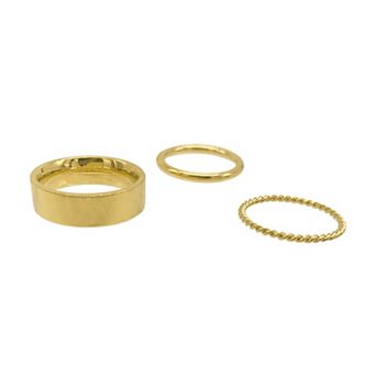 Adorina 14k Gold Plated Stainless Steel Stacking Band Trio Set