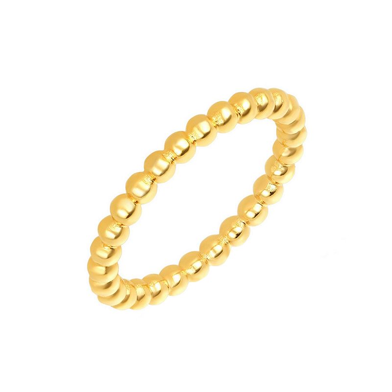 Adornia 14k Gold Plated Stainless Steel Beaded Band Ring, Womens, Size: 6,