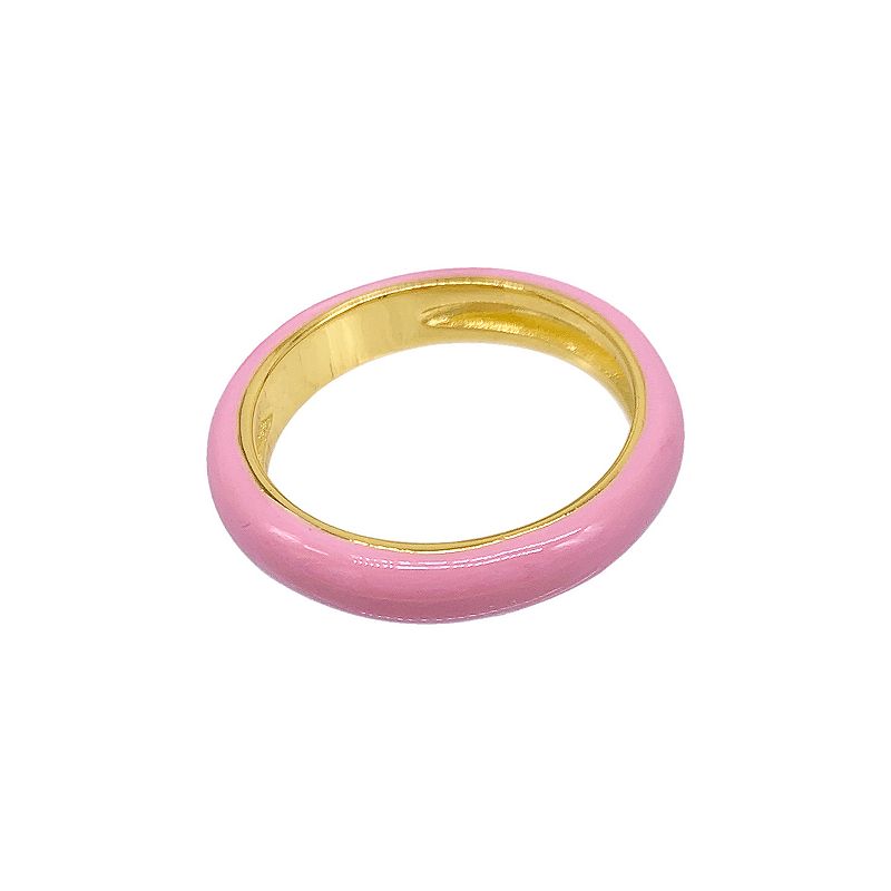 Adornia 14k Gold Plated Pink Enamel Donut Band, Womens, Size: 9