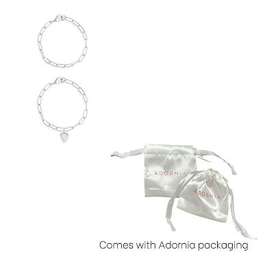Adornia 14k Gold Plated Heart Paper Clip Chain Duo Set