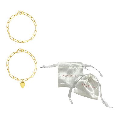 Adornia 14k Gold Plated Heart Paper Clip Chain Duo Set