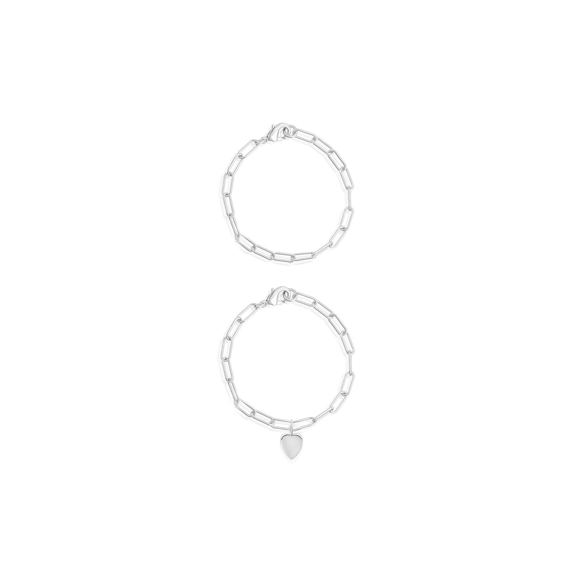 Adornia 14k Gold Plated Heart Paper Clip Chain Duo Set, Womens, Size: 7