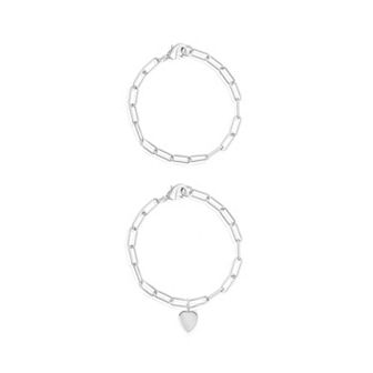 Adornia 14k Gold Plated Heart Paper Clip Chain Duo Set