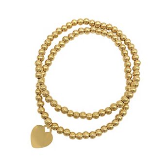 Adornia 14k Gold Plated Ball Bracelet Duo Set