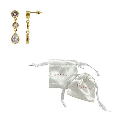 Adornia 14k Gold Plated Crystal Triple Drop Earrings