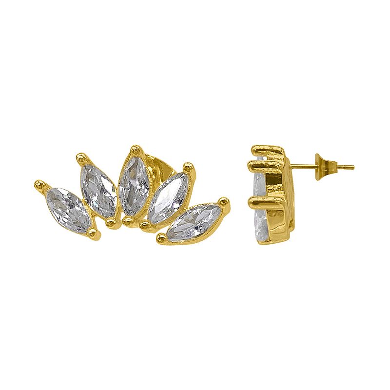Adornia 14k Gold Plated Cubic Zirconia Marquis Stud Earrings, Womens, Yell