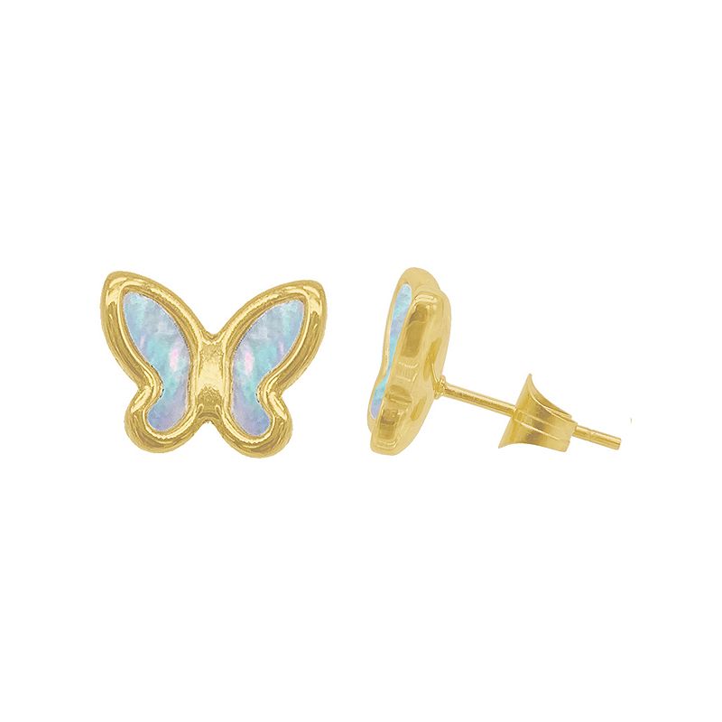 Adornia 14k Gold Plated White Mother-of-Pearl Butterfly Stud Earrings, Wome