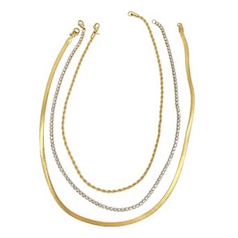 Adornia 14k Gold Over Stainless Steel Necklace Set