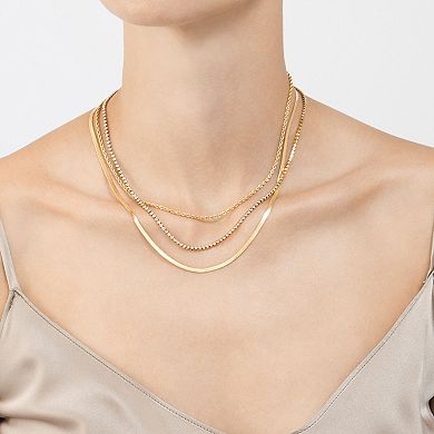 Adornia 14k Gold Over Stainless Steel Necklace Set