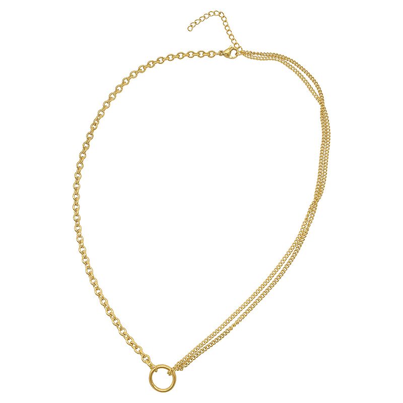 Adornia 14k Gold Plated Stainless Steel Mixed Chain Necklace, Womens, Siz