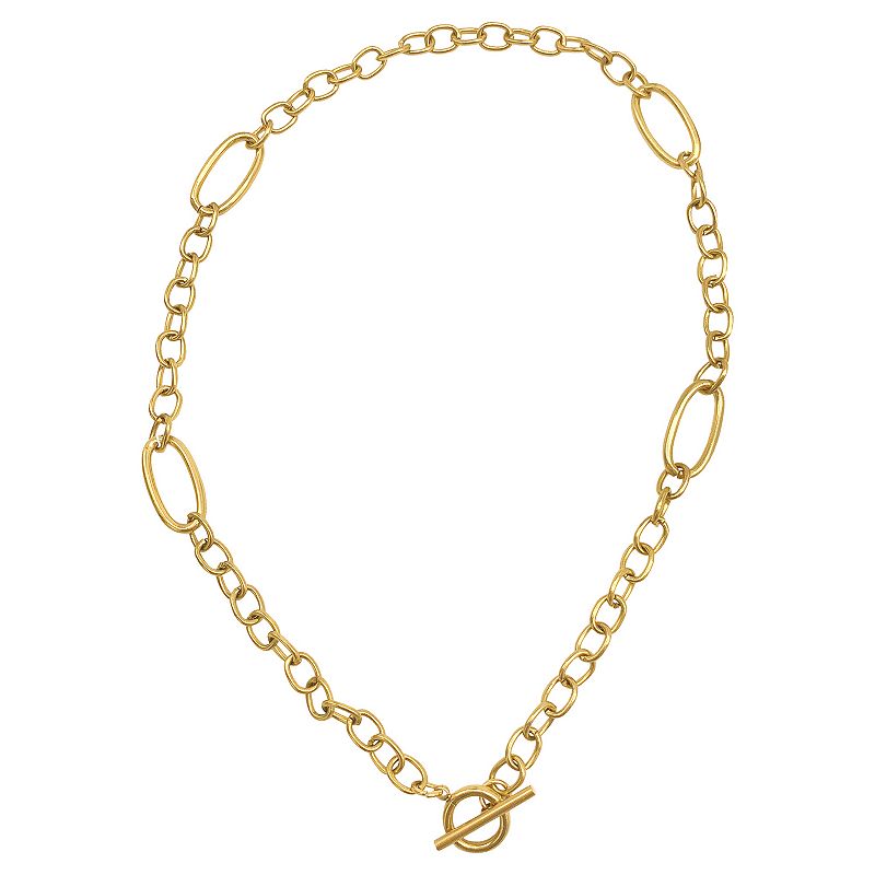 Adornia 14k Gold Plated Stainless Steel Mixed Link Toggle Necklace, Women
