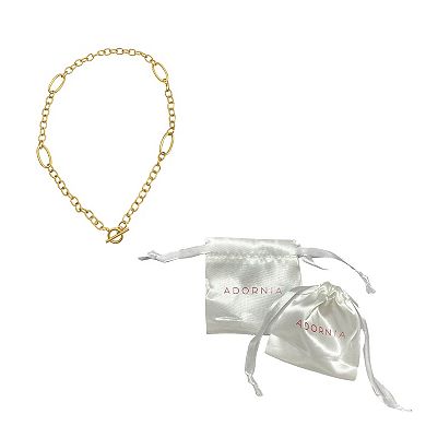 Adornia 14k Gold Plated Stainless Steel Mixed Link Toggle Necklace