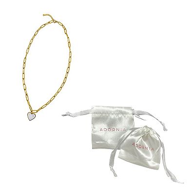 Adornia 14k Gold Plated Stainless Steel White Heart Paper Clip Chain Necklace