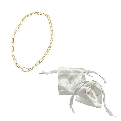 Adornia 14k Gold Plated Stainless Steel Cubic Zirconia Paper Clip Chain & Oversized Link Necklace