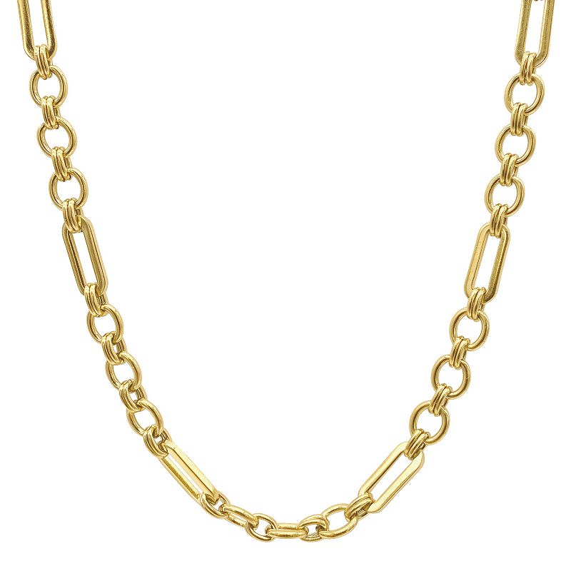 Adornia 14k Gold Plated Stainless Steel Mixed Link Chain Necklace, Womens