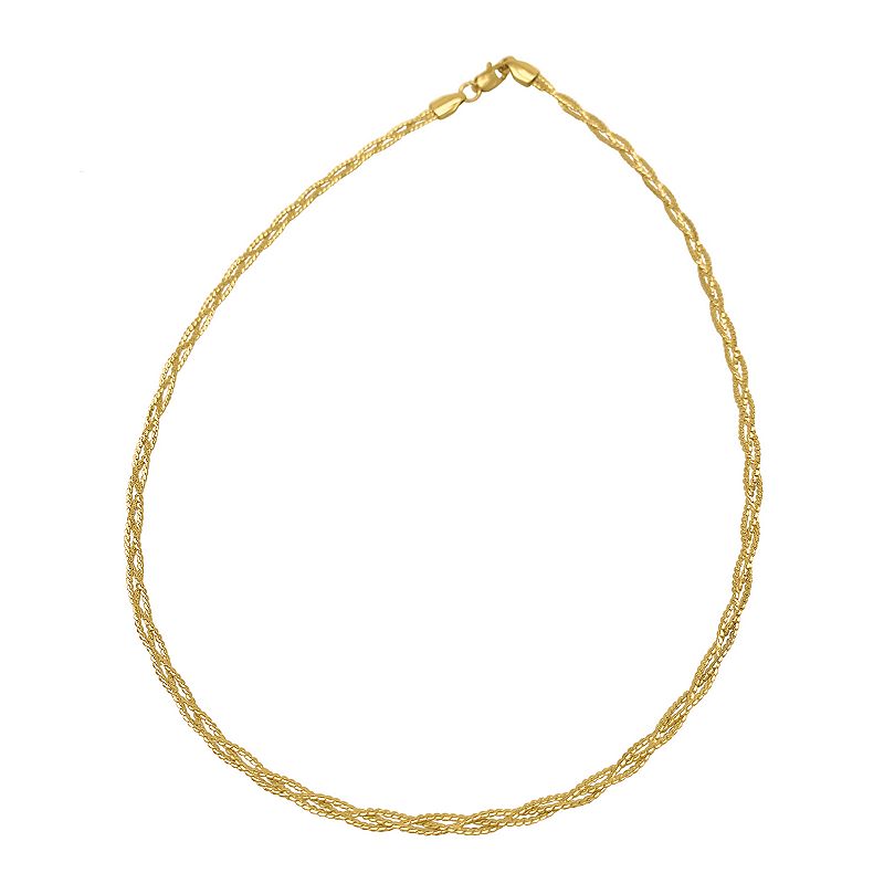 Adornia 14k Gold Plated Stainless Steel Braided Chain Necklace, Womens, S