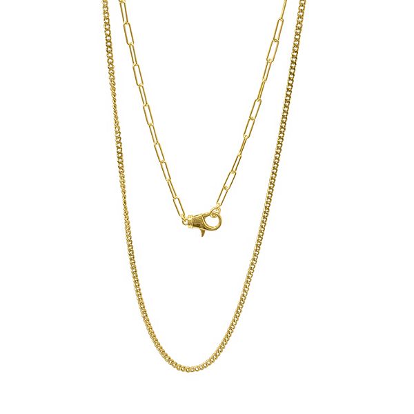 Adornia 14k Gold Plated Stainless Steel Paper Clip Lock & Curb Chain