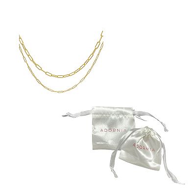 Adornia 14k Gold Plated Stainless Steel Paper Clip Chain Necklace Set