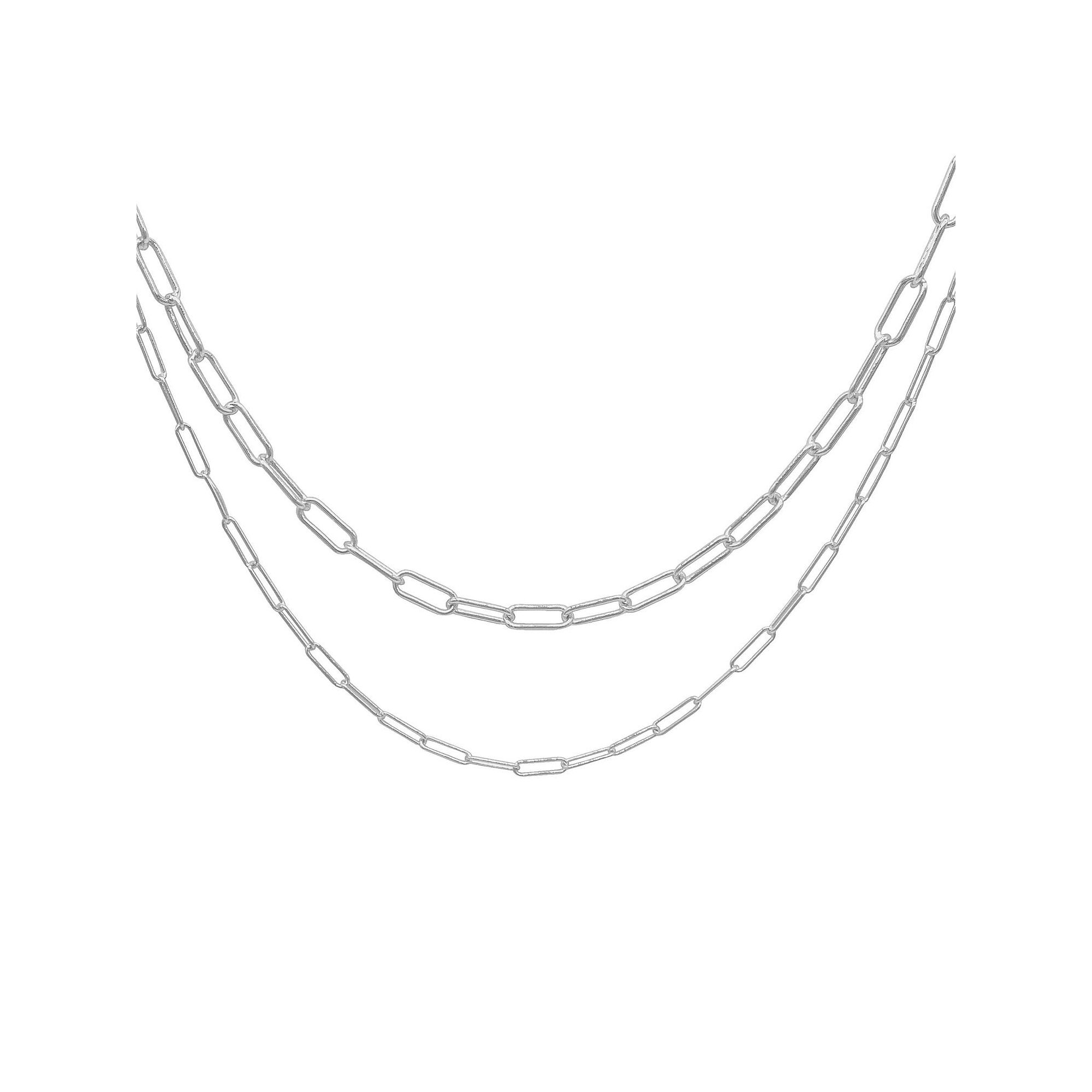Adornia 14k Gold Plated Stainless Steel Paper Clip Chain Necklace Set, Wom