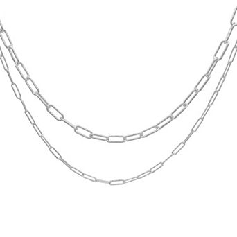 Adornia 14k Gold Plated Stainless Steel Paper Clip Chain Necklace Set