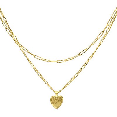 NWT top Adornia 14K Goldplated Figaro Chain Heart Pendant