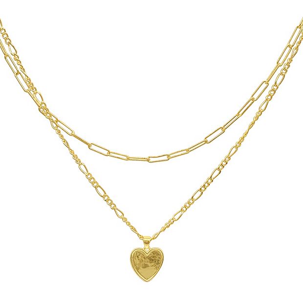 Gold Plated Paper Clip Heart Lock Necklace