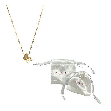 Adornia 14k Gold Plated White Mother-of-Pearl Butterfly Pendant Necklace