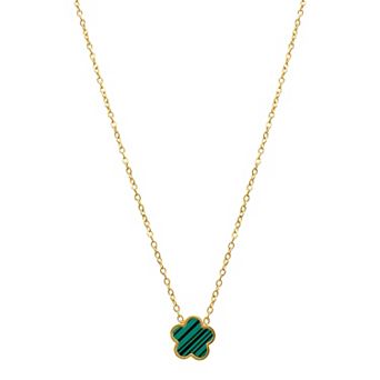 Adornia 14k Gold Plated Green Mother-of-Pearl Clover Pendant Necklace