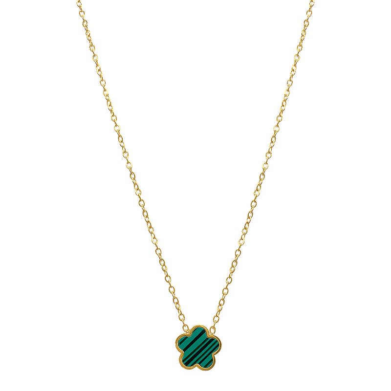 Adornia 14k Gold Plated Green Mother-of-Pearl Clover Pendant Necklace, Wom